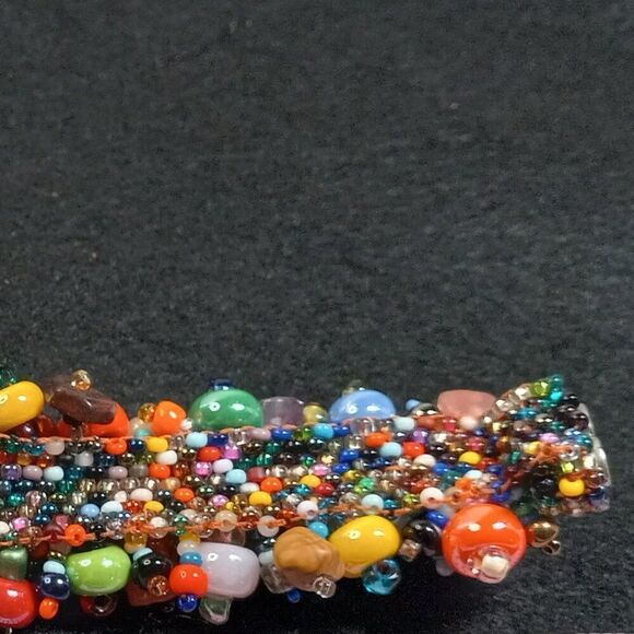 Woven Beaded Magnetic Bracelet Work of Art Handcrafted Cottagecore Kitsch Chic - Picture 5 of 8